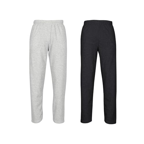 Fruit of the Loom 2er Pack Classic Open Hem Jog Pants Jogginghose Trainingshose Herren, Heather Grey + Dark Grey Heather, XXL von Fruit of the Loom
