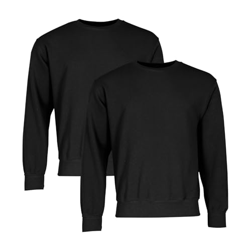 Fruit of the Loom 2er-Pack Classic Set-in Sweat Sweatshirt Herren, Black, 5XL von Fruit of the Loom