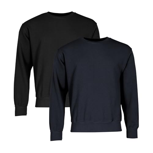 Fruit of the Loom 2er-Pack Classic Set-in Sweat Sweatshirt Herren, Black + Deep Navy, XXL von Fruit of the Loom
