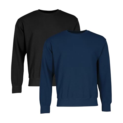Fruit of the Loom 2er-Pack Classic Set-in Sweat Sweatshirt Herren, Black + Navy, L von Fruit of the Loom