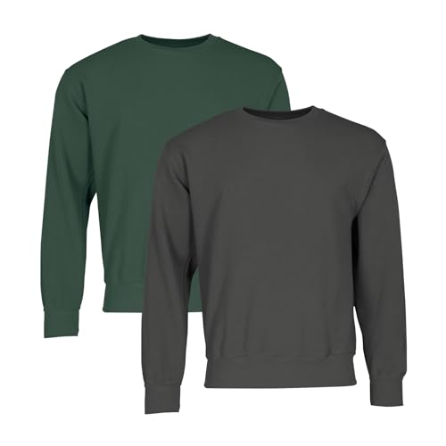 Fruit of the Loom 2er-Pack Classic Set-in Sweat Sweatshirt Herren, Bottle Green + Light Graphite, XL von Fruit of the Loom