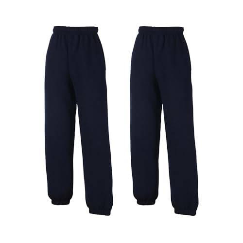 Fruit of the Loom 2er Pack Kinder Jogginghose mit Bündchen, Deep Navy, 164 von Fruit of the Loom
