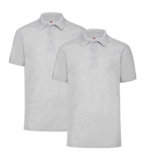 Fruit of the Loom 2er Pique Poloshirt Herren Polo M L XL XXL 3XL 4XL 5XL HLKauf-Block (3XL, 2er Grau & 1x HLKauf-Block) von Fruit of the Loom