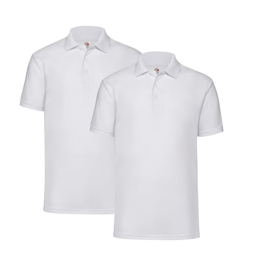 Fruit of the Loom 2er Pique Poloshirt Herren Polo M L XL XXL 3XL 4XL 5XL HLKauf-Block (3XL, 2er Weiss & 1x HLKauf-Block) von Fruit of the Loom