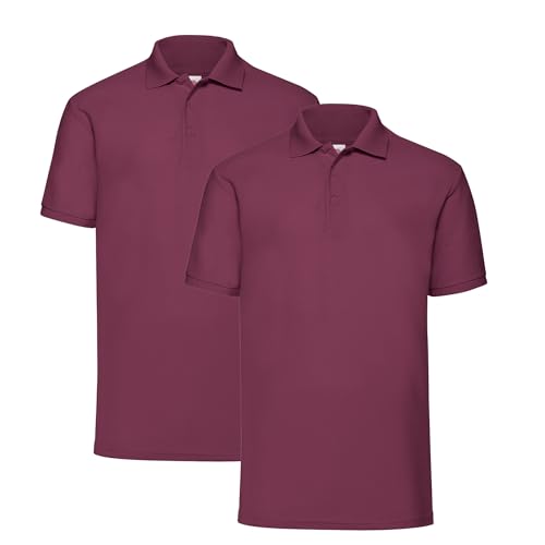 Fruit of the Loom 2er Pique Poloshirt Herren Polo M L XL XXL 3XL 4XL 5XL HLKauf-Block (XL, 2er Burgund& 1x HLKauf-Block) von Fruit of the Loom