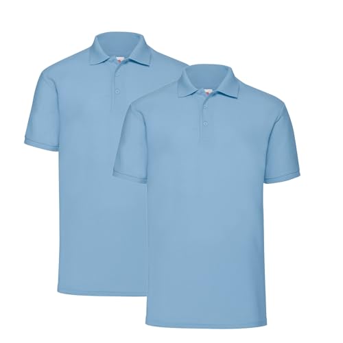 Fruit of the Loom 2er Pique Poloshirt Herren Polo M L XL XXL 3XL 4XL 5XL HLKauf-Block (XL, 2er Pastellblau& 1x HLKauf-Block) von Fruit of the Loom