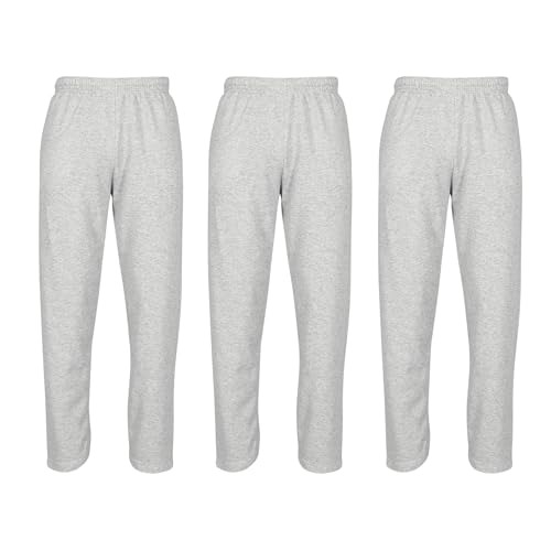 Fruit of the Loom 3er Pack Classic Open Hem Jog Pants Jogginghose Trainingshose Herren, Heather Grey, L von Fruit of the Loom