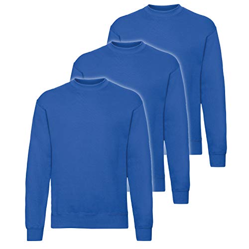 Fruit of the Loom 3er Pack Classic Set-In Sweat Herren, NEU, Farbe:royal, Größe:2XL von Fruit of the Loom