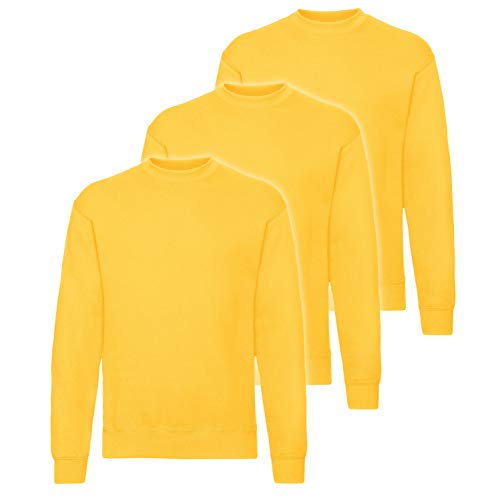 Fruit of the Loom 3er Pack Classic Set-In Sweat Herren, NEU, Größe:L, Farbe:sonnenblumengelb von Fruit of the Loom