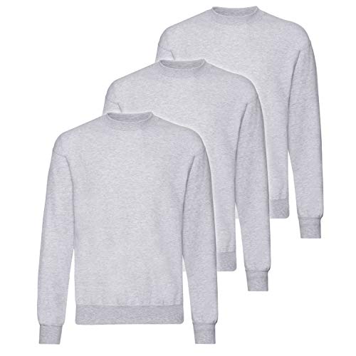 Fruit of the Loom 3er Pack Classic Set-In Sweat Herren, NEU, Größe:M, Farbe:Graumeliert von Fruit of the Loom