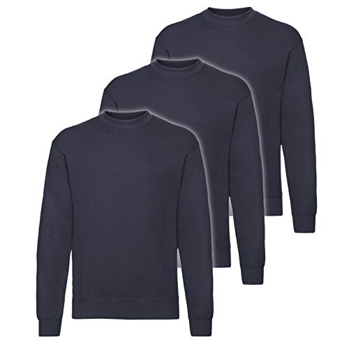 Fruit of the Loom 3er Pack Classic Set-In Sweat Herren, NEU, Größe:S, Farbe:deep Navy von Fruit of the Loom