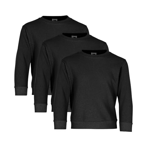 Fruit of the Loom 3er Pack Kids´ Classic Set-In Sweat Kinder Sweatshirt, Black, 152 von Fruit of the Loom