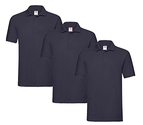 Fruit of the Loom 3er Premium Herren Polo-Shirt M L XL 2XL 3XL auch Farbsets (3erDeepNavy + 1 HL Kauf Notizblock, XL) von Fruit of the Loom