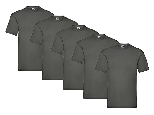Fruit of the Loom 5-Pack Valueweight T-Shirt, 5X Graphit + 1 HL Kauf Notizblock, Größe XL von Fruit of the Loom