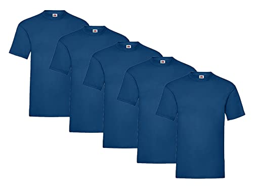 Fruit of the Loom 5-Pack Valueweight T-Shirt, 5X Navy + 1 HL Kauf Notizblock, Größe L von Fruit of the Loom