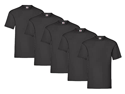 Fruit of the Loom 5-Pack Valueweight T-Shirt, 5X Schwarz + 1 HL Kauf Notizblock, Größe 5XL von Fruit of the Loom