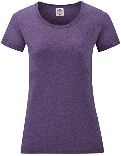 Fruit of the Loom 5er Pack Damen Regular Fit T-Shirt - Damenshirt mit Rundhalsausschnitt Mehrpack, Farbe:violett meliert, Größe:M von Fruit of the Loom