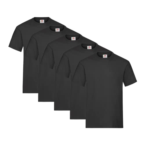 Fruit of the Loom 5er Pack Heavy T Herren Basic T-Shirt NEU, Farbe:deep Black, Größe:3XL von Fruit of the Loom