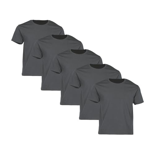 Fruit of the Loom 5er-Pack Iconic Kinder T-Shirt, Light Graphite, 164 von Fruit of the Loom