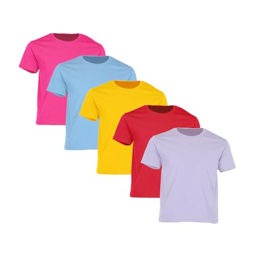 Fruit of the Loom 5er-Pack Iconic Kinder T-Shirt,Fuchsia+Sky+Sunflower+Red+Lavender,152 von Fruit of the Loom