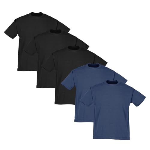 Fruit of the Loom 5er-Pack Valueweight Kinder T-Shirt, 3X Black + 2X Navy, 164 von Fruit of the Loom