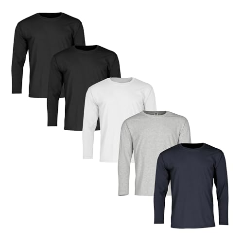 Fruit of the Loom 5er Pack Valueweight Long Sleeve T Herren Langarm Shirt, 2xBlack +White +HeatherGrey +DeepNavy, L Fruit of the Loom 5er Pack Valueweight Long Sleeve T Herren Langarm Shirt, 2xBlack +White +HeatherGrey +DeepNavy, L von Fruit of the Loom