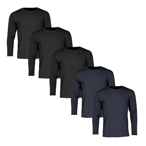 Fruit of the Loom 5er Pack Valueweight Long Sleeve T Herren Langarm Shirt, 3xBlack +2xDeepNavy, M von Fruit of the Loom