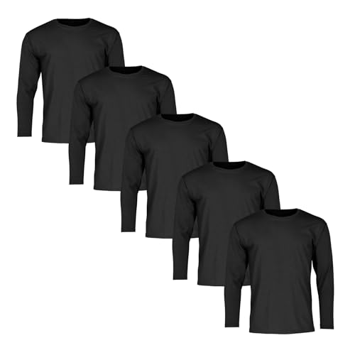 Fruit of the Loom 5er Pack Valueweight Long Sleeve T Herren Langarm Shirt, Black, S von Fruit of the Loom