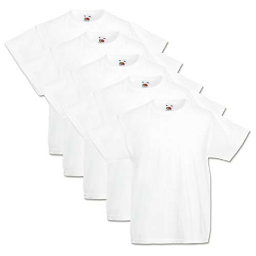 Fruit of the Loom 5er Pack Valueweight T Kids Kinder T-Shirt, Größe:152, Farbe:5X weiß von Fruit of the Loom