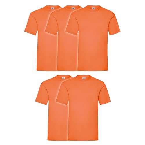 Fruit of the Loom 5er Pack Valueweight T-Shirt + GRATIS MyShirt Stoffbeutel, Farbe:orange, Größe:XL von Fruit of the Loom