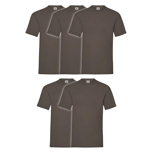 Fruit of the Loom 5er Pack Valueweight T-Shirt + GRATIS MyShirt Stoffbeutel, Farbe:Chocolate, Größe:2XL von Fruit of the Loom