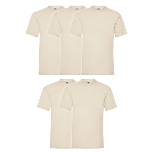 Fruit of the Loom 5er Pack Valueweight T-Shirt + GRATIS MyShirt Stoffbeutel, Farbe:Natur, Größe:3XL von Fruit of the Loom