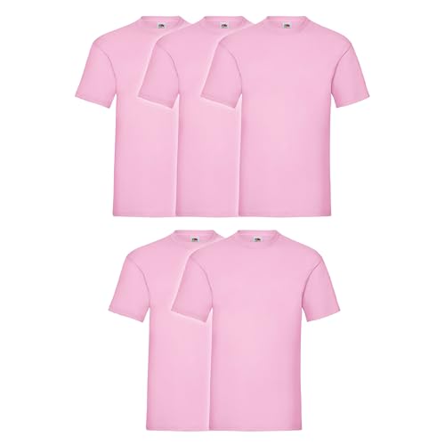 Fruit of the Loom 5er Pack Valueweight T-Shirt + GRATIS MyShirt Stoffbeutel, Farbe:Rose, Größe:XL von Fruit of the Loom