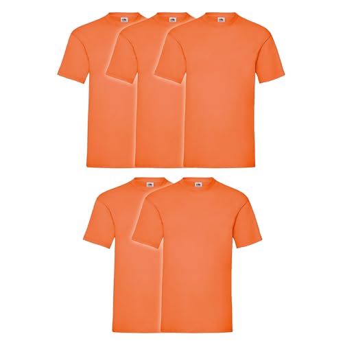 Fruit of the Loom 5er Pack Valueweight T-Shirt + GRATIS MyShirt Stoffbeutel, Farbe:orange, Größe:2XL von Fruit of the Loom