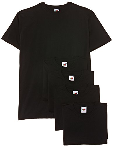 Fruit of the Loom 5er Pack Valueweight T-Shirt + GRATIS MyShirt Stoffbeutel, Farbe:schwarz, Größe:S von Fruit of the Loom