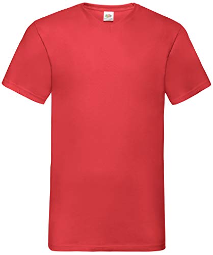 Fruit of the Loom 5er Pack Valueweight V-Neck T Unisex T-Shirt V Ausschnitt Mehrpack NEU, Farbe:rot, Größe:L von Fruit of the Loom