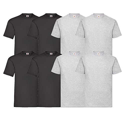 Fruit of the Loom 8 T Shirts Valueweight T Rundhals M L XL XXL 3XL 4XL 5XL Übergröße Diverse Farbsets (2XL, 4Schwarz 4Grau + 1 HL Kauf Notizblock) von Fruit of the Loom