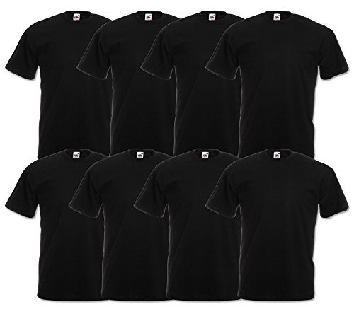 Fruit of the Loom 8 T Shirts Valueweight T Rundhals M L XL XXL 3XL 4XL 5XL Übergröße Diverse Farbsets (4XL, Schwarz) von Fruit of the Loom