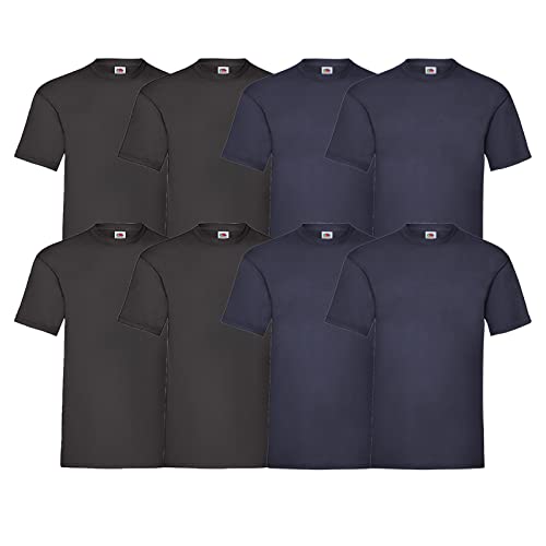 Fruit of the Loom 8 T Shirts Valueweight T Rundhals M L XL XXL 3XL 4XL 5XL Übergröße Diverse Farbsets (L, 4Schwarz 4Navy + 1 HL Kauf Notizblock) von Fruit of the Loom