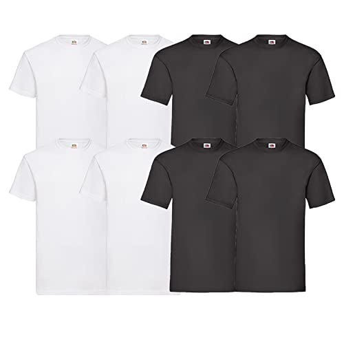 Fruit of the Loom 8 T Shirts Valueweight T Rundhals M L XL XXL 3XL 4XL 5XL Übergröße Diverse Farbsets (L, 4Weiß 4Schwarz + 1 HL Kauf Notizblock) von Fruit of the Loom