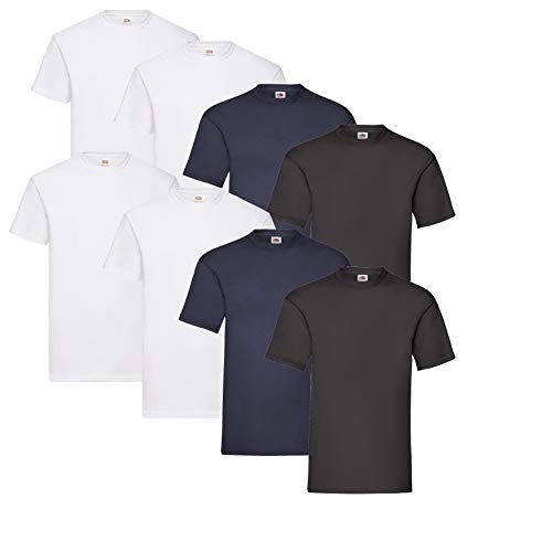 8 Fruit of the loom T Shirts Valueweight T Rundhals M L XL XXL 3XL 4XL 5XL Übergröße Diverse Farbsets (M, 4Weiß/2Schwarz/2Navy) von Fruit of the Loom