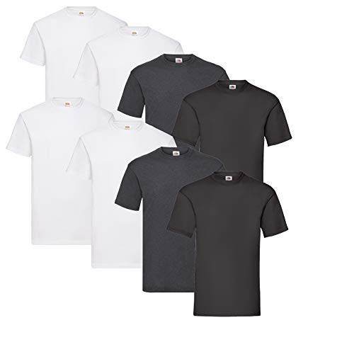 8 Fruit of the loom T Shirts Valueweight T Rundhals M L XL XXL 3XL 4XL 5XL Übergröße Diverse Farbsets (XL, 4Weiß/2DarkHeatherGrey/2Schwarz) von Fruit of the Loom