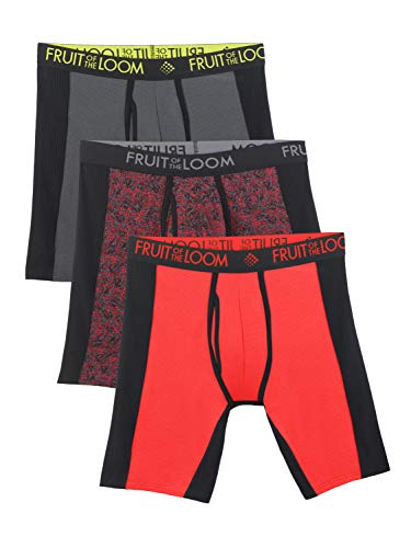 Fruit of the Loom Atmungsaktive Boxershorts für Herren (Regular & Big Man), Langes Bein – Mikro-Mesh – 3er-Pack – Flexible Seitenteile, X-Large von Fruit of the Loom