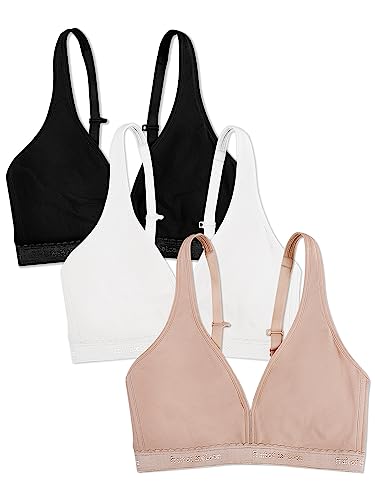 Fruit of the Loom Bügelloser Damen-Bralette aus Baumwolle, erhältlich in Multipacks, Large von Fruit of the Loom