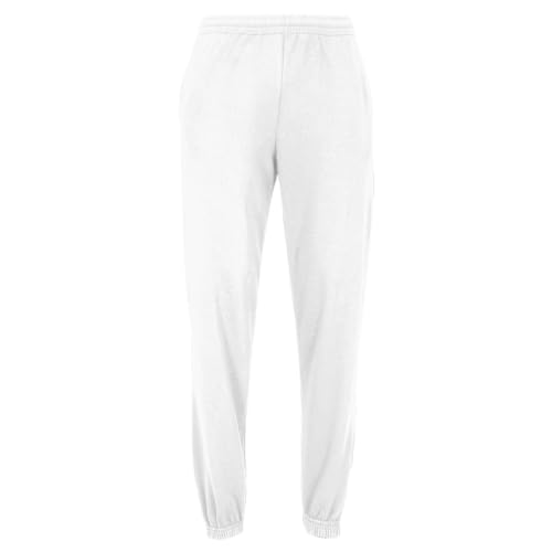 Fruit of the Loom Classic Elasticated Cuff Jog Pants + GRATIS MyShirt Stoffbeutel, Farbe:weiß + GRATIS MyShirt Stoffbeutel, Größe:2XL von Fruit of the Loom