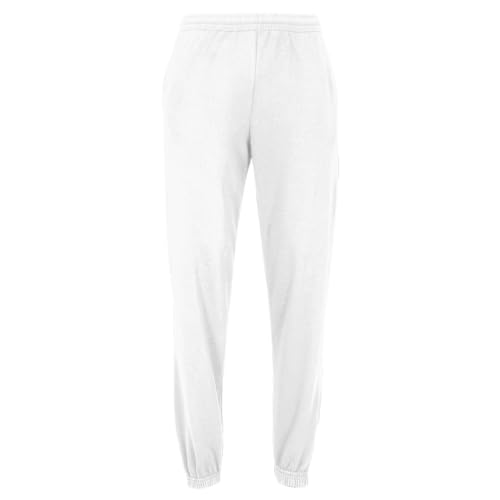 Fruit of the Loom Classic Elasticated Cuff Jog Pants + GRATIS MyShirt Stoffbeutel, Farbe:weiß + GRATIS MyShirt Stoffbeutel, Größe:M von Fruit of the Loom
