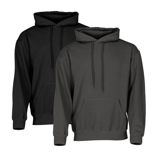 Fruit of the Loom Classic Hooded Sweat 2er-Pack Herren, Black + Light Graphite, XXL von Fruit of the Loom