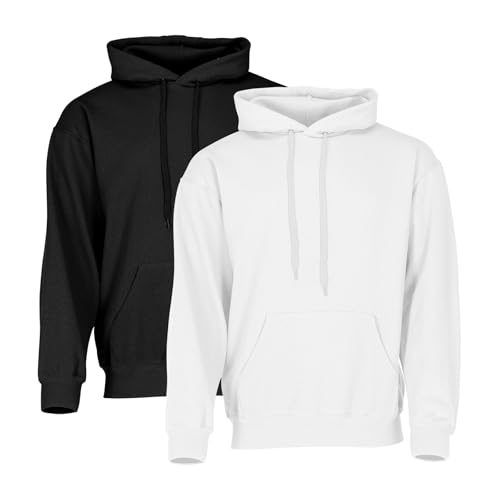 Fruit of the Loom Classic Hooded Sweat 2er-Pack Herren, Black + White, XXL von Fruit of the Loom