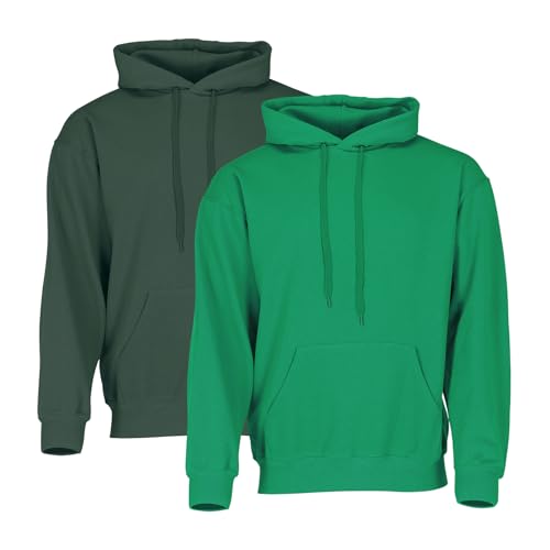 Fruit of the Loom Classic Hooded Sweat 2er-Pack Herren, Bottle + Kelly, XXL von Fruit of the Loom