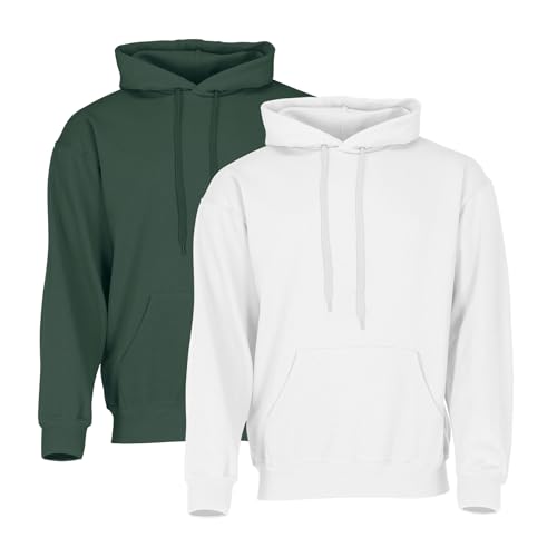 Fruit of the Loom Classic Hooded Sweat 2er-Pack Herren, Bottle + White, XXL von Fruit of the Loom